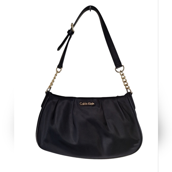 Calvin Klein Black Shoulder Bag with Gold Chain Strap - Picture 1 of 7